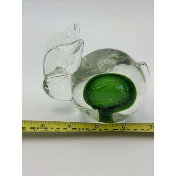 Vintage Studio Crafted Glass Rabbit Figurine Clear w/ Green Center 4" - Picture 8 of 9